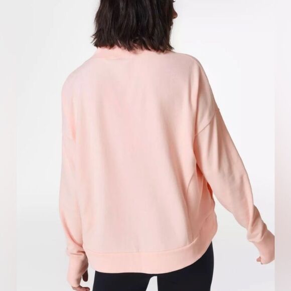 Sweaty Betty | Harmonise Luxe Fleece High Neck Sweatshirt Antique Pink Sz Medium - Picture 2 of 15